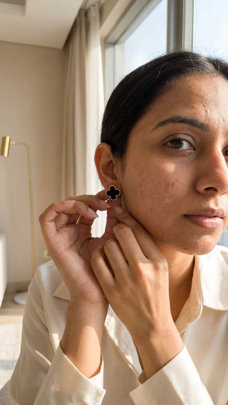 Noir Clover Stud Earrings