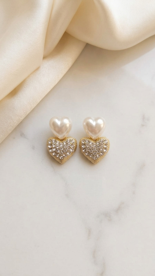 Amora Pearl Heart Stud Earrings