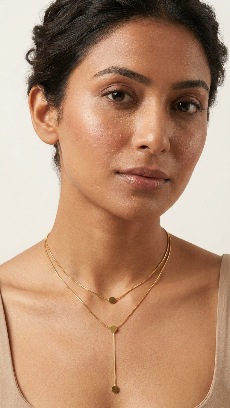 Luna Gold Lariat Necklace