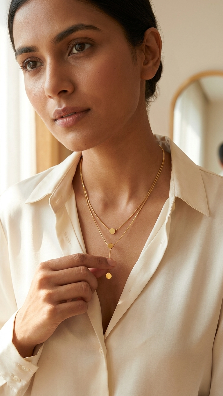 Luna Gold Lariat Necklace
