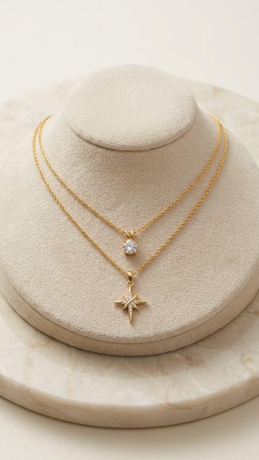 Celestial North Star Layered Necklace