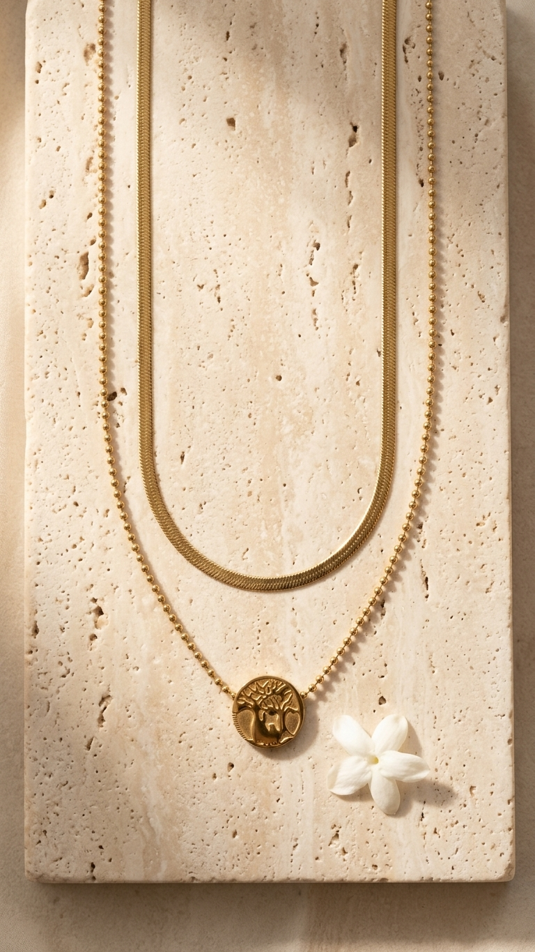 Tree of Life Layered Gold Necklace