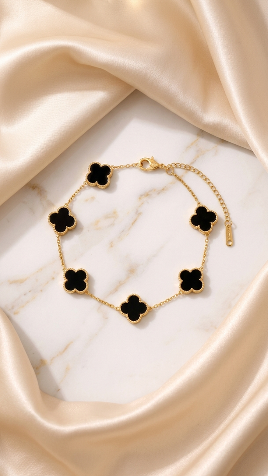 Midnight Clover Charm Bracelet
