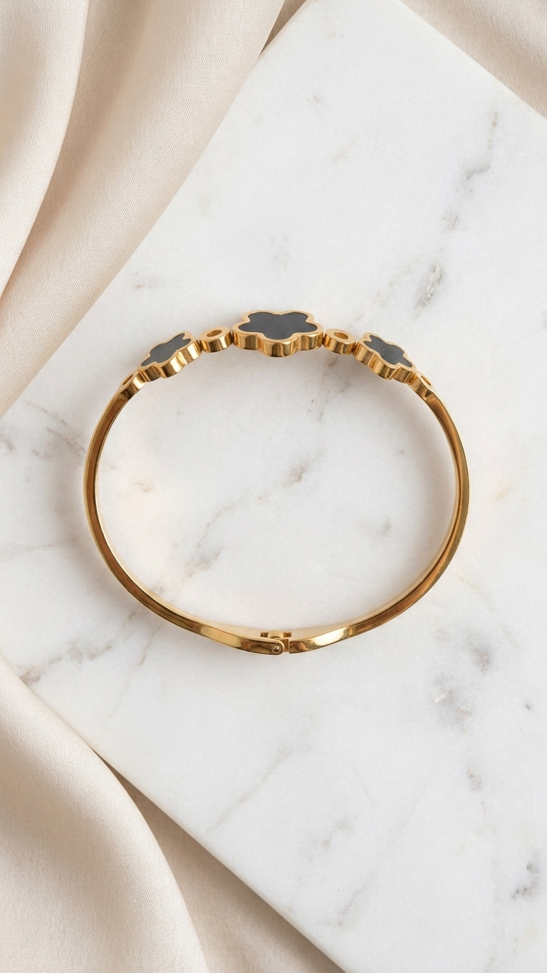 Noir Clover Cuff Bracelet