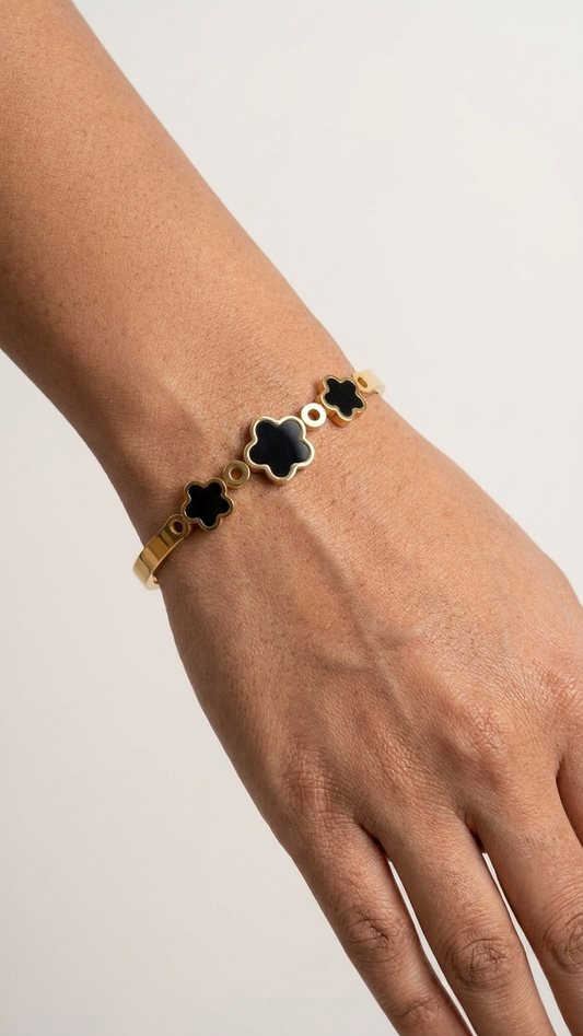 Noir Clover Cuff Bracelet