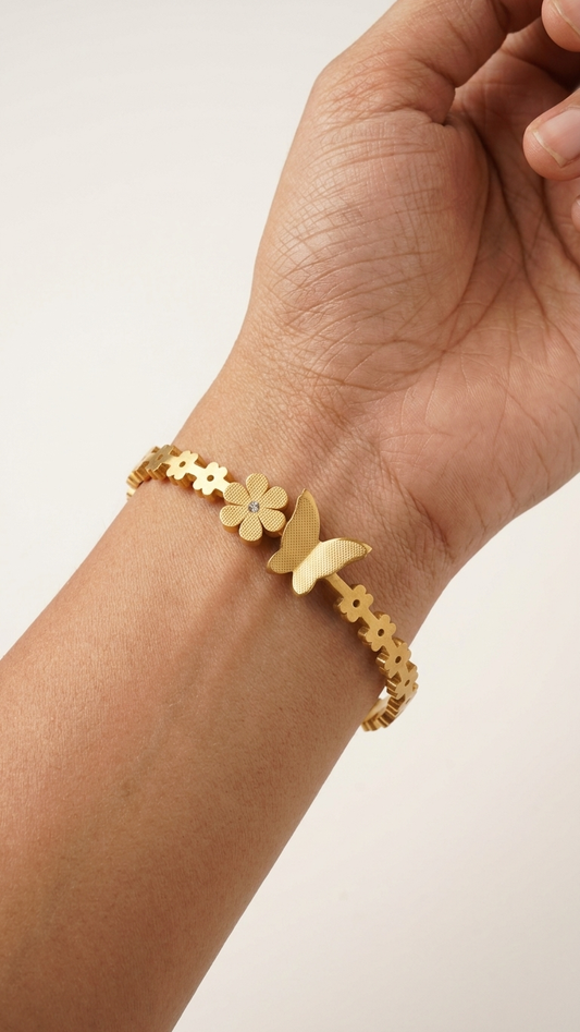 Golden Butterfly Bloom Bracelet