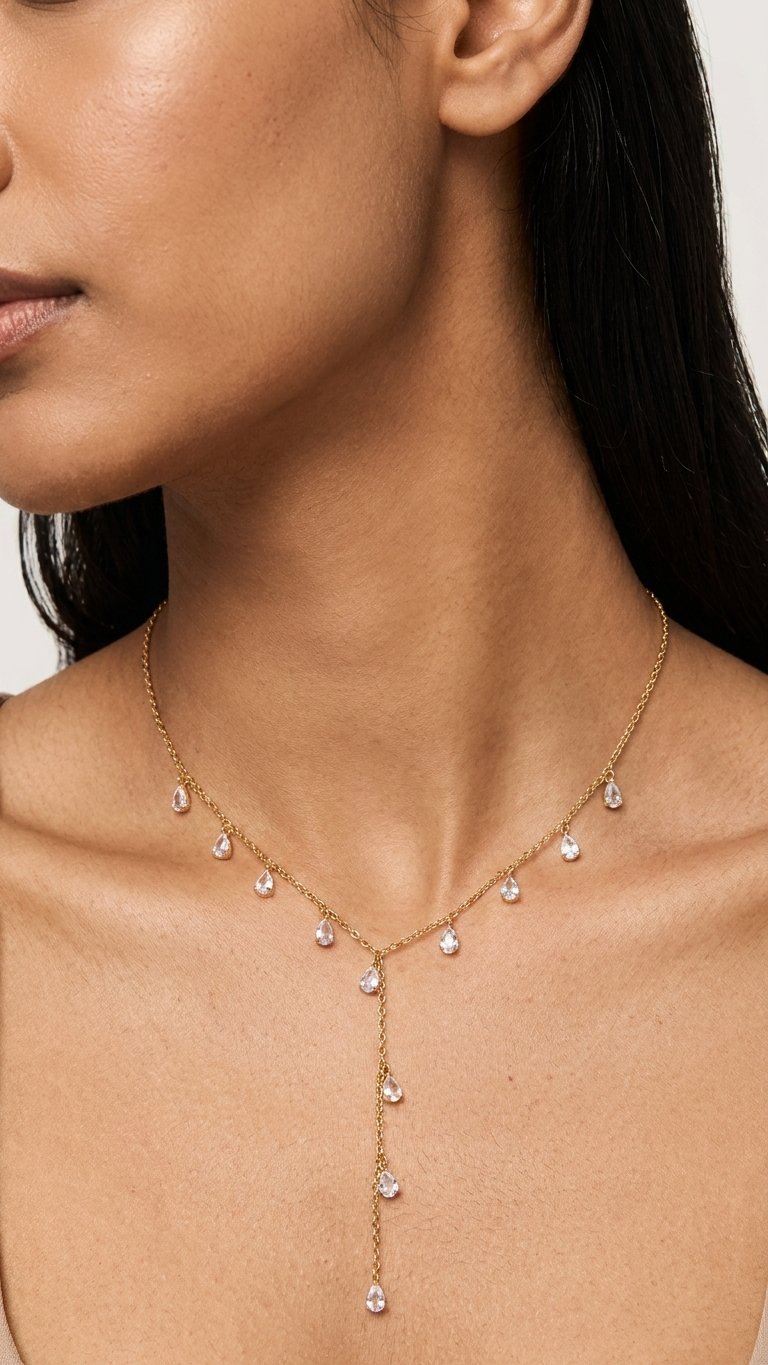 Celeste Crystal Lariat Necklace