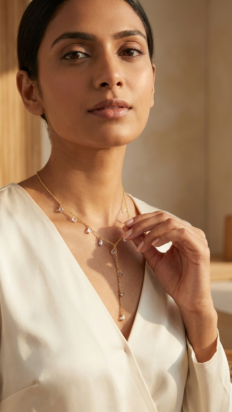 Celeste Crystal Lariat Necklace