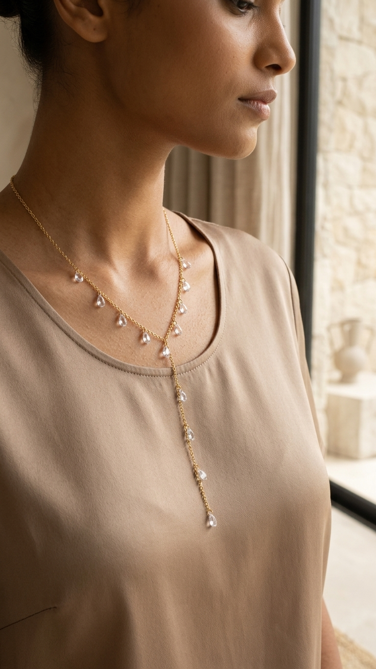 Celeste Crystal Lariat Necklace