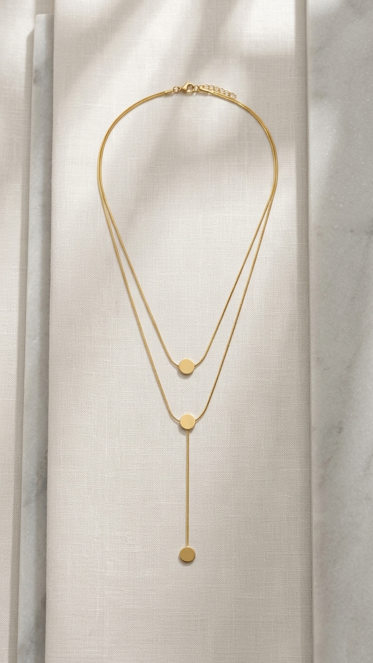 Luna Gold Lariat Necklace