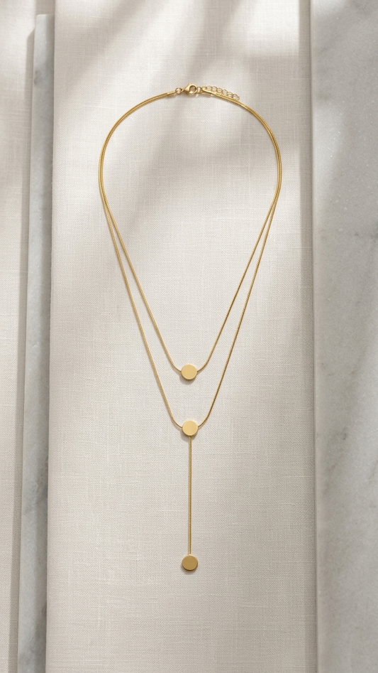 Luna Gold Lariat Necklace