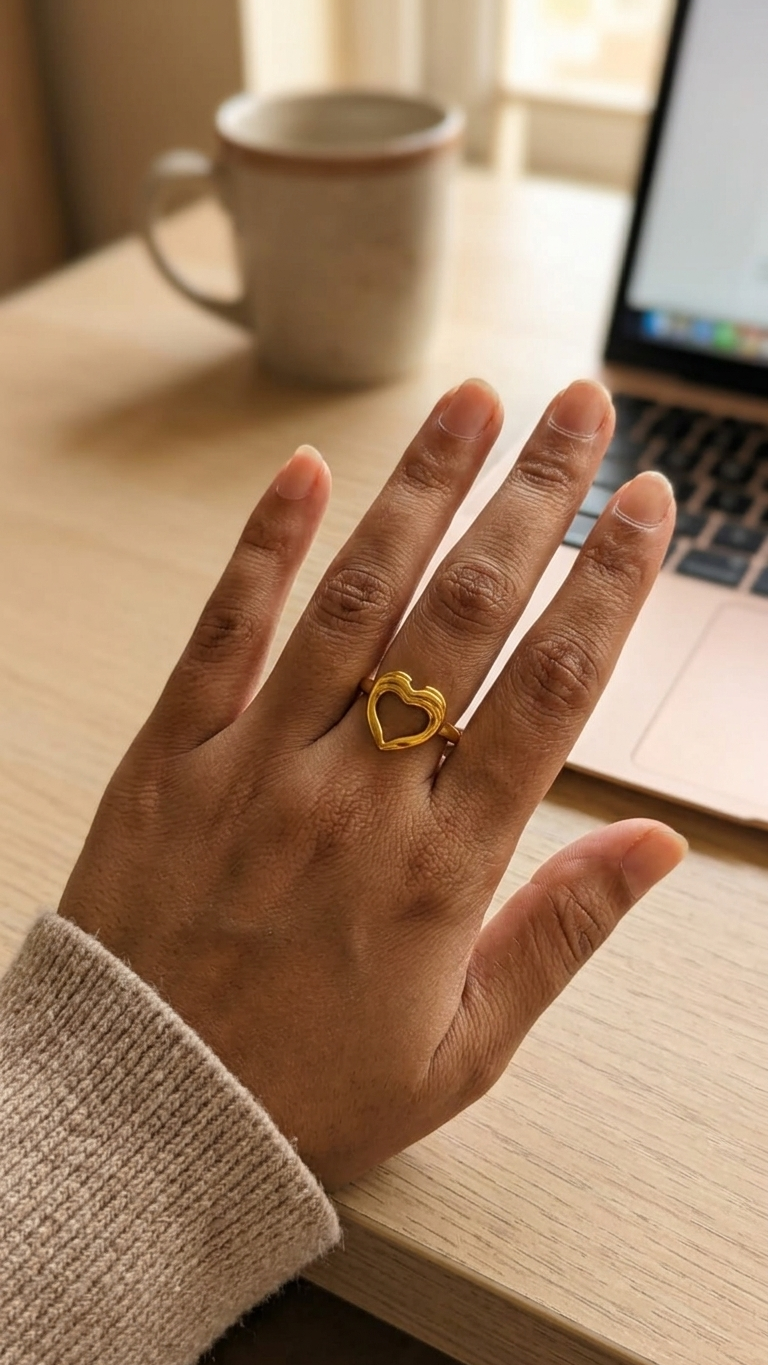 Golden Open Heart Ring