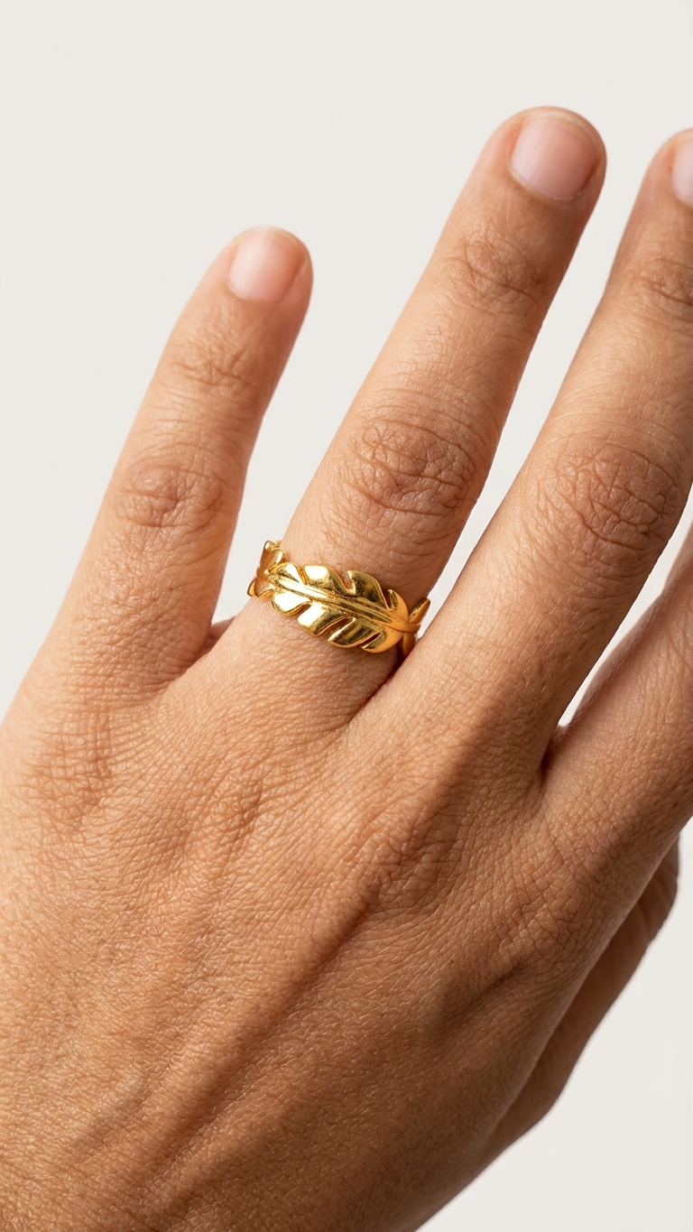 Golden Laurel Leaf Band Ring