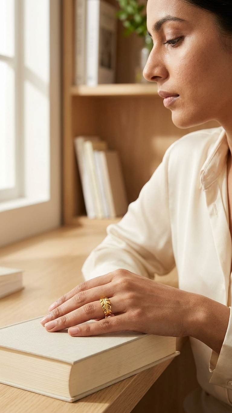 Golden Laurel Leaf Band Ring