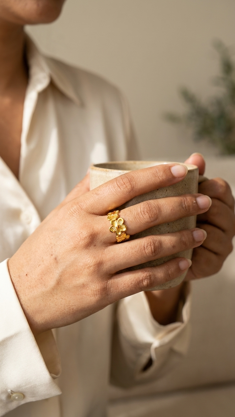 Golden Daisy Adjustable Ring
