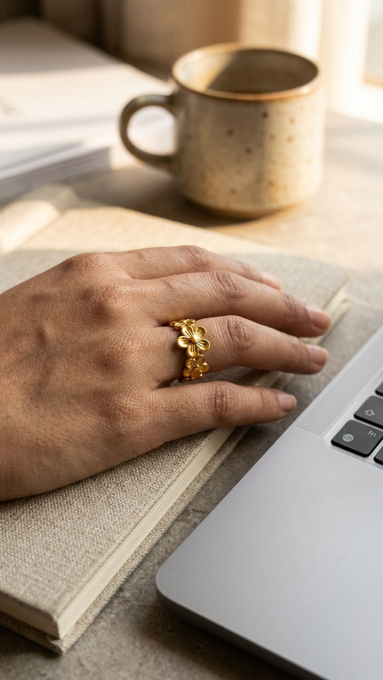 Golden Daisy Adjustable Ring