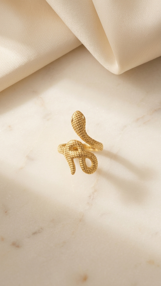 Golden Serpent Adjustable Ring