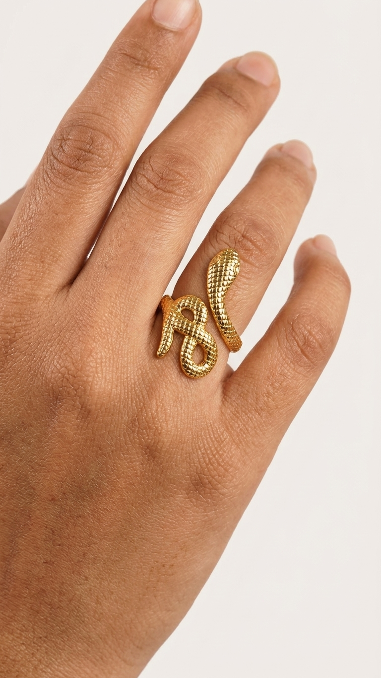 Golden Serpent Adjustable Ring