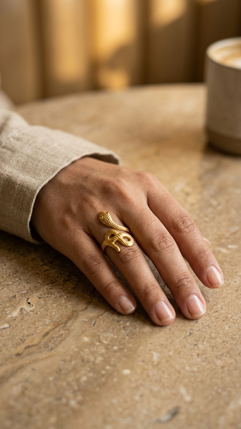 Golden Serpent Adjustable Ring