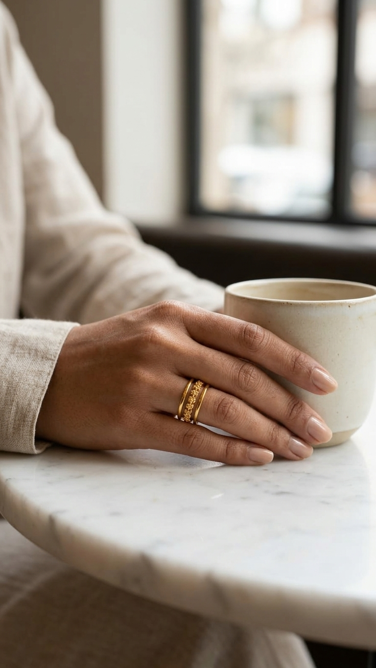 Elegant Gold Daisy Band Ring