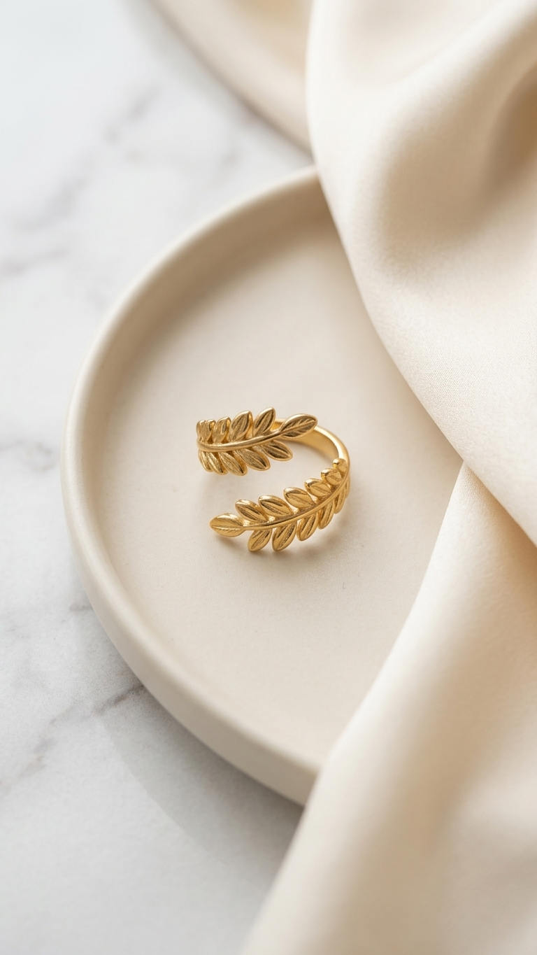 Golden Laurel Leaf Adjustable Ring