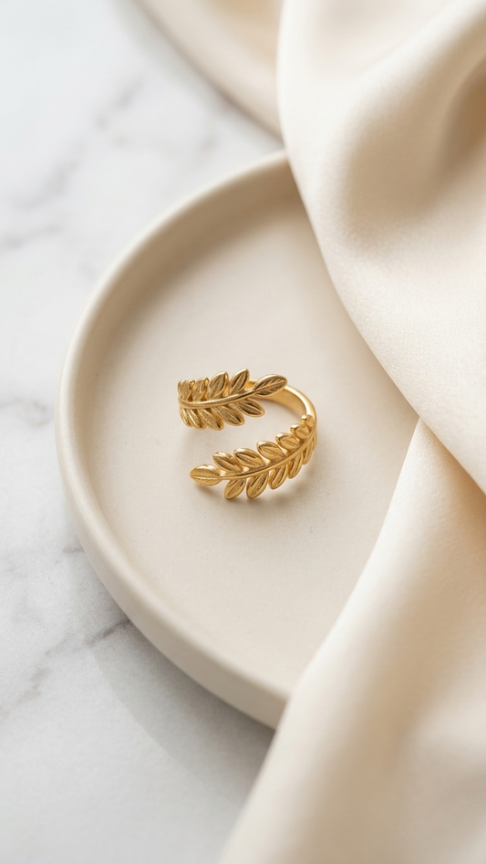 Golden Laurel Leaf Adjustable Ring