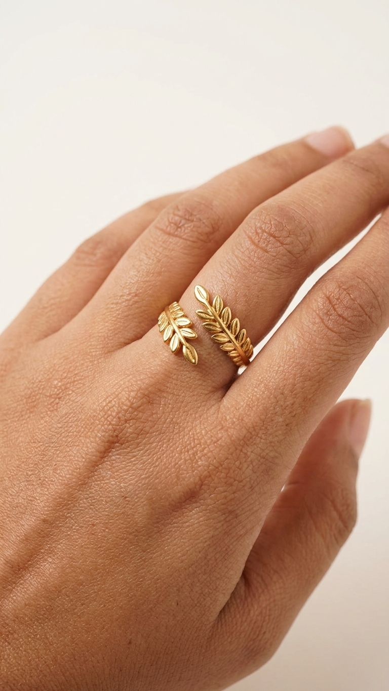 Golden Laurel Leaf Adjustable Ring