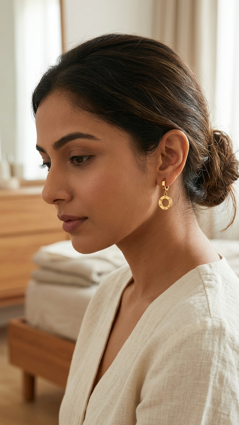 Celeste Circle Drop Hoop Earrings