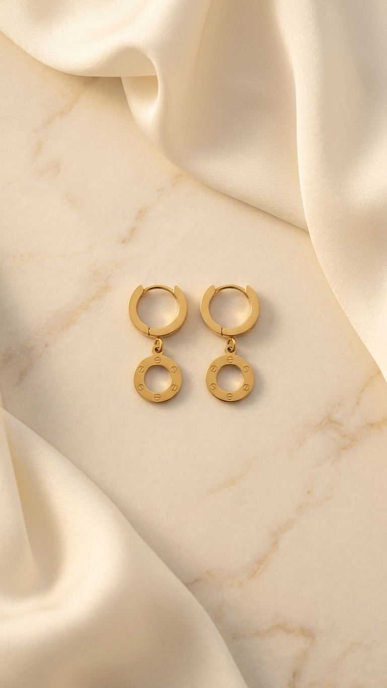 Celeste Circle Drop Hoop Earrings