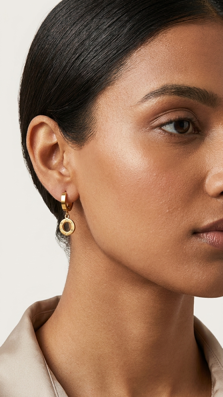 Celeste Circle Drop Hoop Earrings
