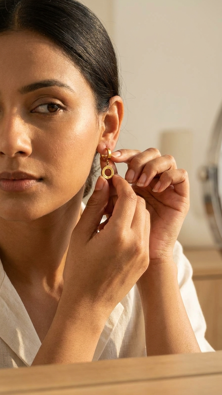 Celeste Circle Drop Hoop Earrings