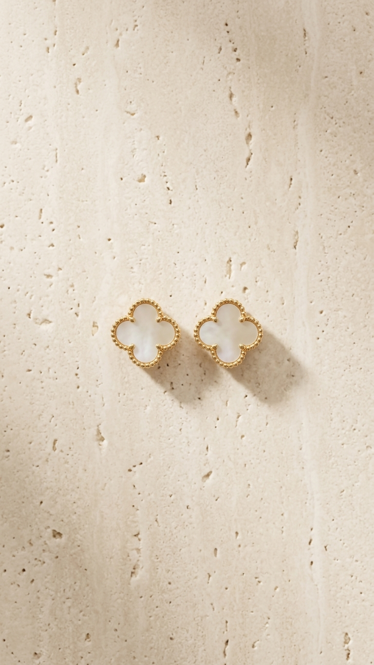 Pearl Clover Stud Earrings