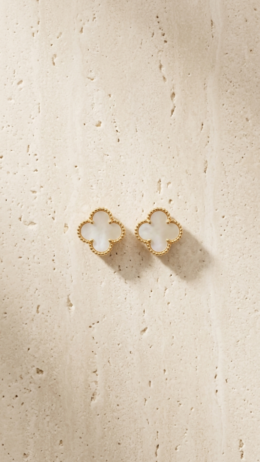 Pearl Clover Stud Earrings