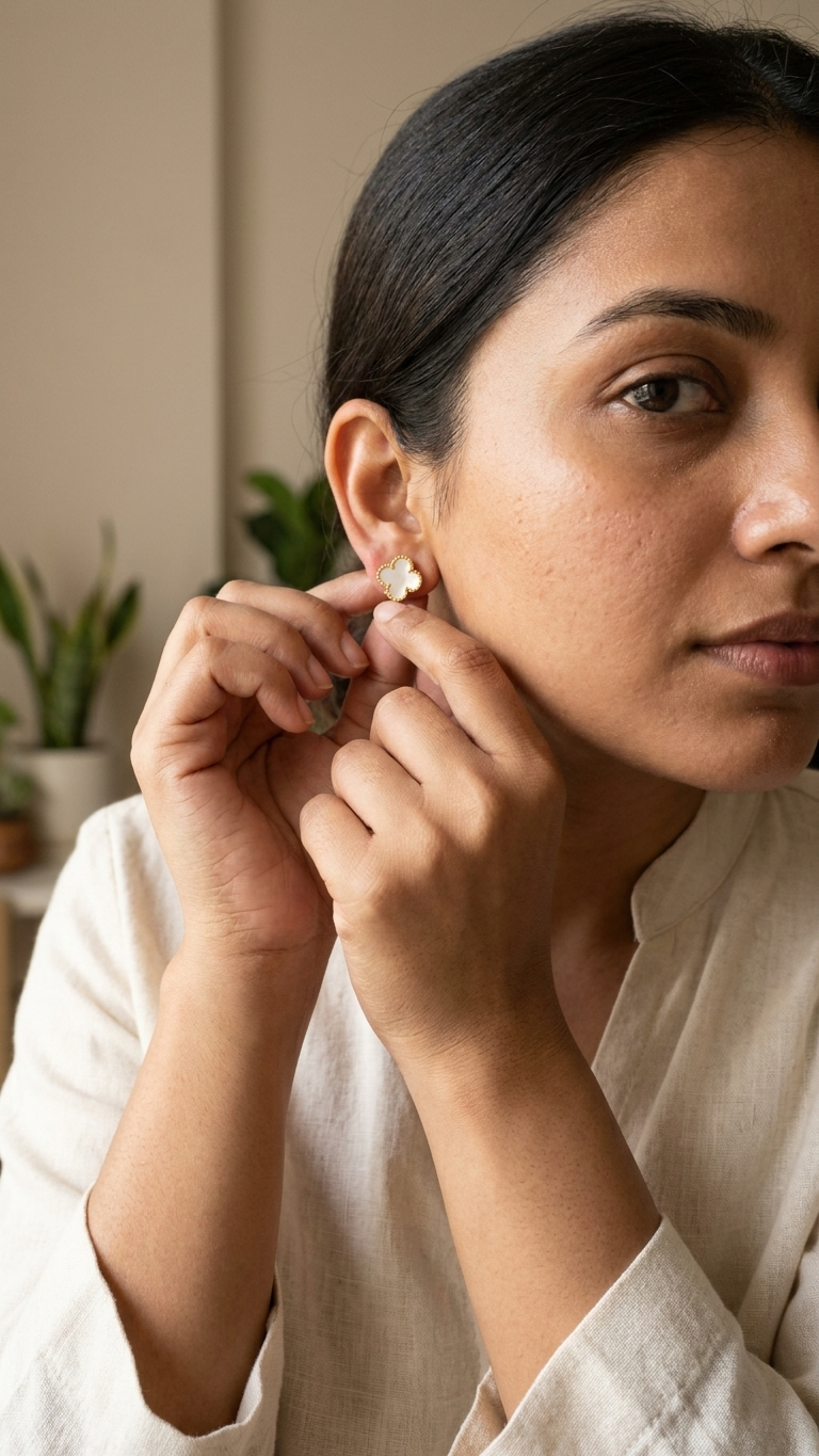 Pearl Clover Stud Earrings