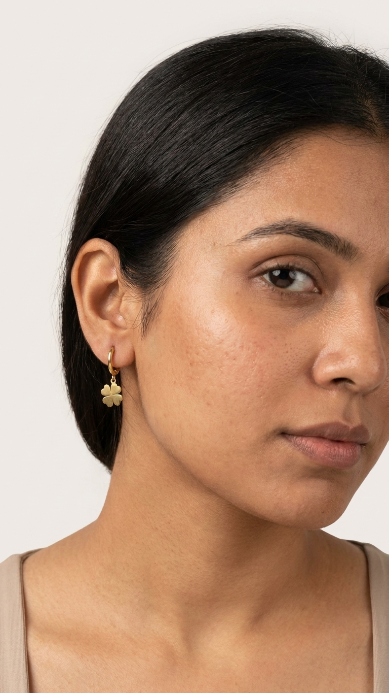 Lucky Clover Drop Hoop Earrings