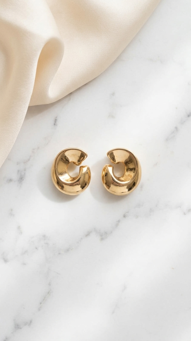 Luna Sculpted Gold Stud Earrings