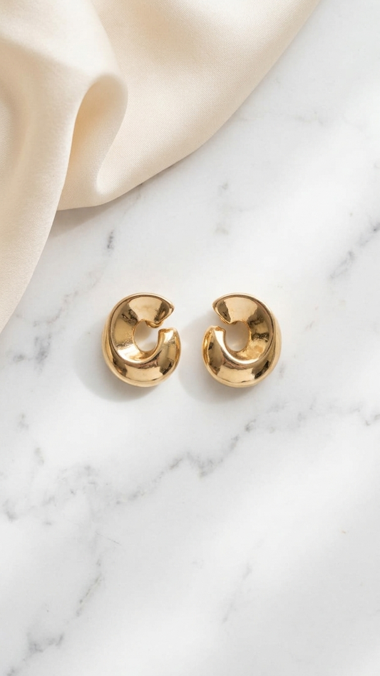 Luna Sculpted Gold Stud Earrings