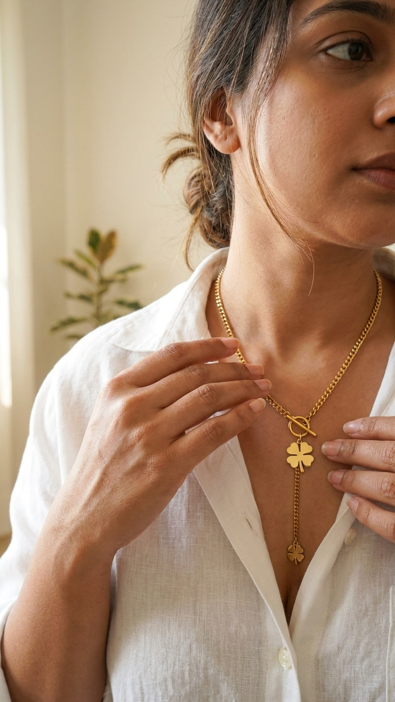 Lucky Clover Tassel Necklace