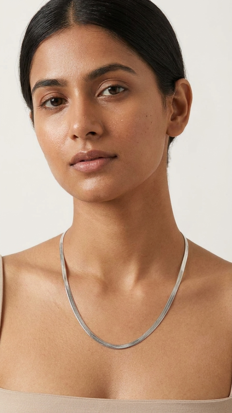 Liquid Herringbone Chain Necklace