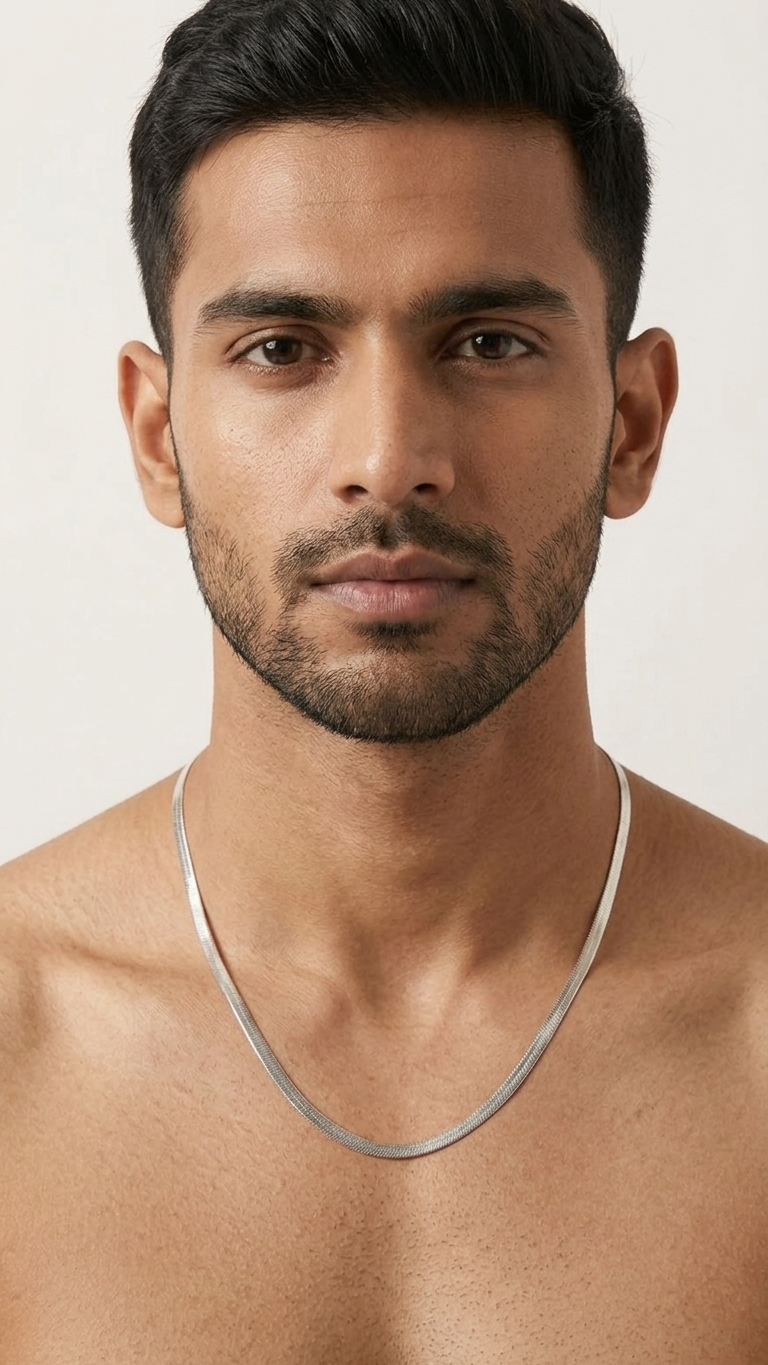 Silver Herringbone Chain Necklace