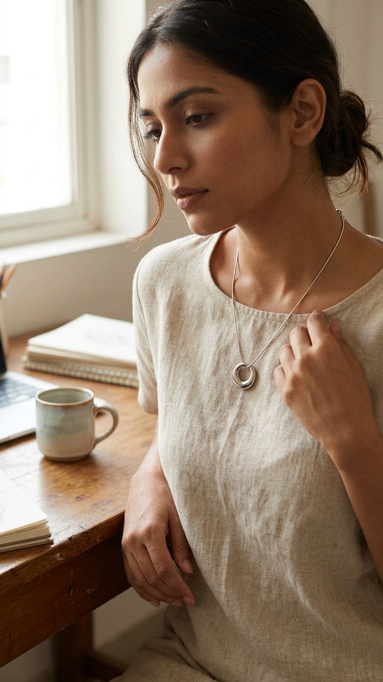 Silver Double Circle Pendant