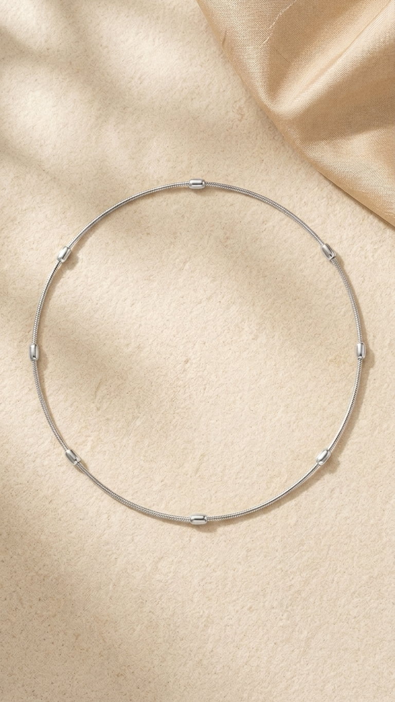 Silver Beaded Chain Necklace