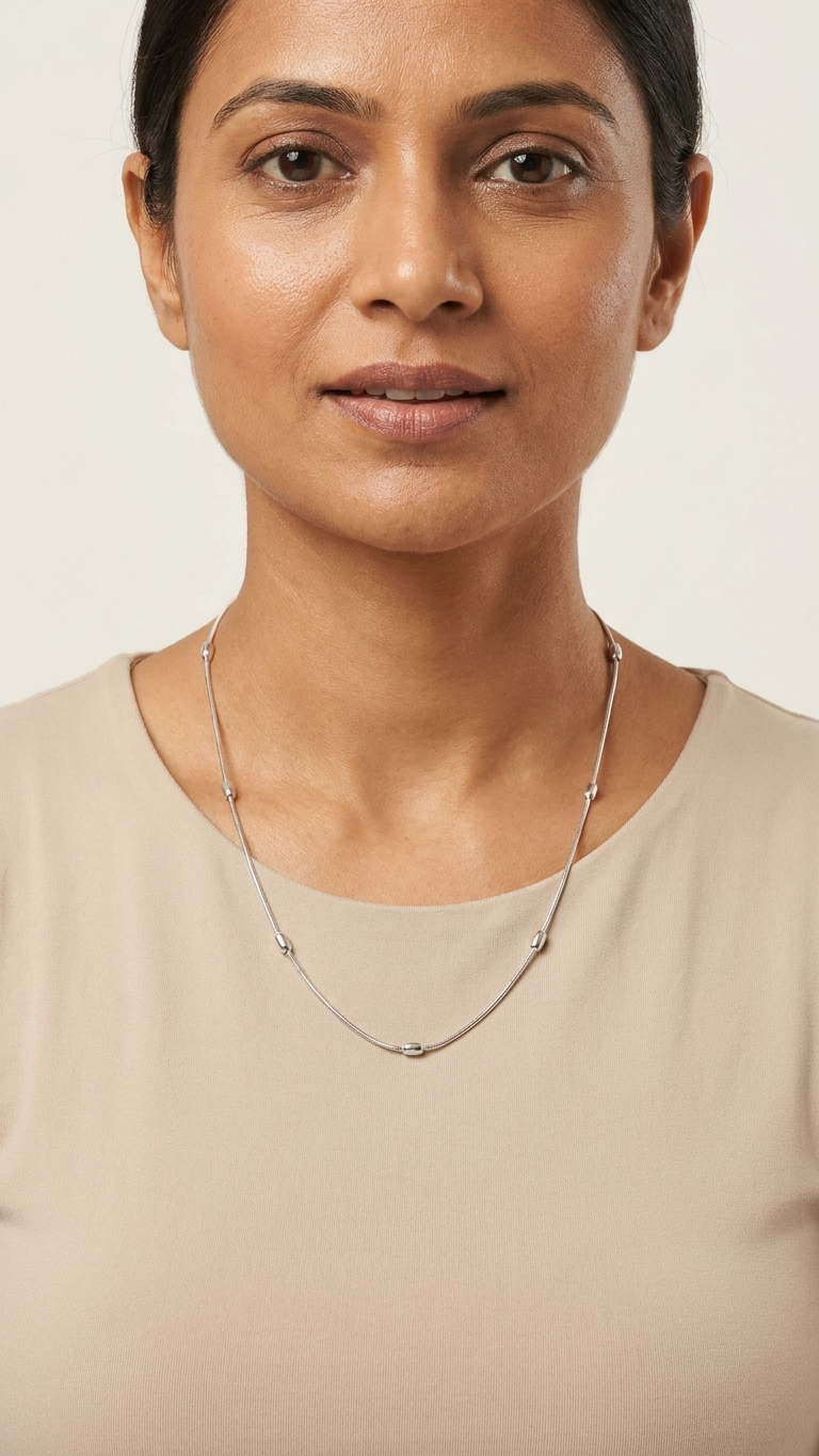 Silver Beaded Chain Necklace
