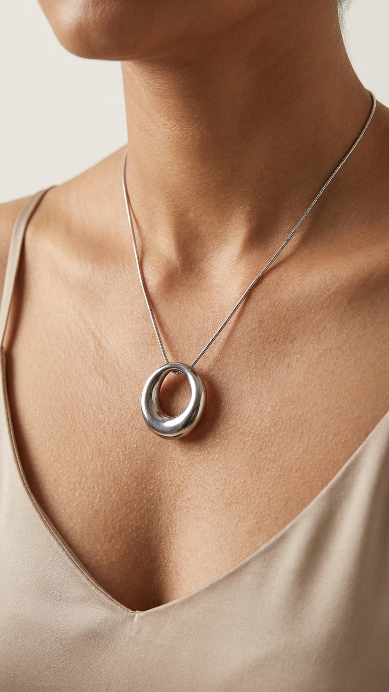 Silver Double Circle Pendant